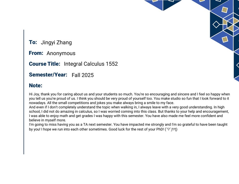 Anonymous Thank-a-Teacher note for MATH 1552 in Fall 2025